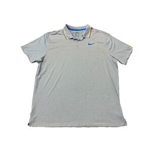Nike Dri Fit Blue Stripe Gold Strike Polo Shirt XL Men